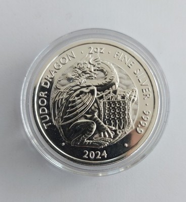 5 Pounds Royal Tudor Beasts Tudor Dragon 2024 2oz Fine Silver 999.9
