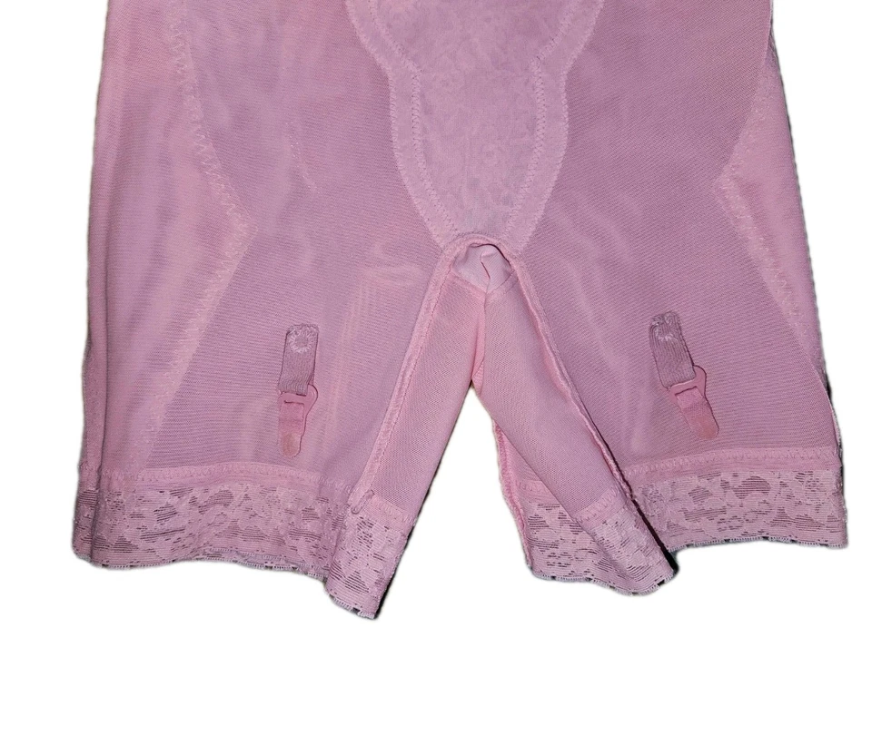 Faja PANTY Vintage ANGELA Rosa Caliente GARTER Incluida Elástica Rosa Con Encaje Med Foto 4 de 4
