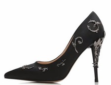 Womens High Heels Metal Stilettos Decor Pointed Toe Party Shoes Wedding Pumps