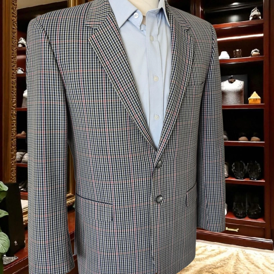 Vintage Colorful Check Blazer 40r 50 Eu Made In France Gianni Caporale - Image 4 of 4