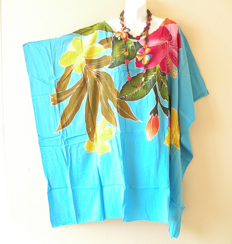 LT11 Floral Batik Plus Midi Batwing 38" Kaftan Dolman Women Abaya Dress Upto 5X