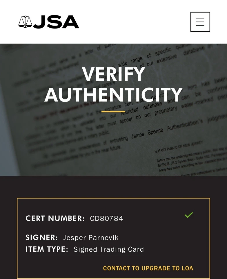 Tarjeta firmada por Jesper Parnevik UD tabla de clasificación de cubierta superior certificado de autenticidad JSA IP automático a Foto 3 de 3