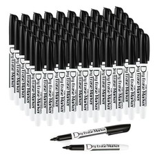 Black Dry Erase Markers Bulk Pack of 60 Low Odor Fine Tip Whiteboard Pens for...