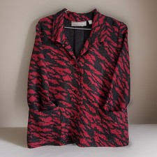 Chicos Travelers Collection Crinkled Stretch Fabric Animal Print Jkt Sz 1 8/10