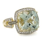 LeVian 14k Yellow Gold Cushion Quartz Chocolate & Vanilla Diamond Ring #JB751-3 — photo 2