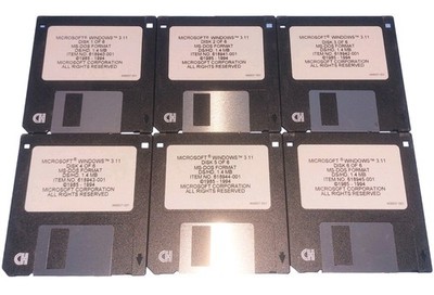 Microsoft Windows 3.11 Operating System Software 3.5'' Floppy Disk 1993 Lot Of 6