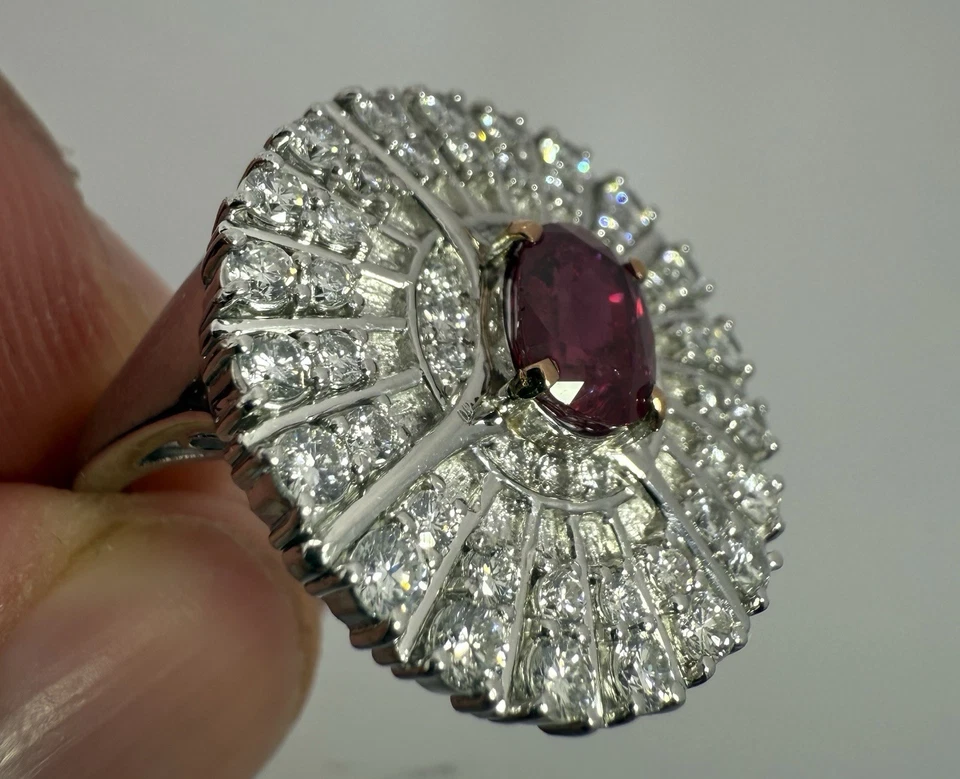 Antique Platinum Diamond Ruby Ring - Image 4 of 4