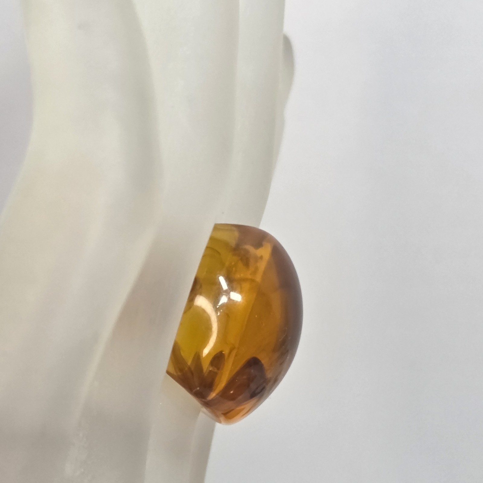 solid formed baltic amber ring inclusions domed s… - image 5