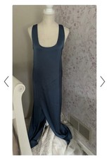 New Zara Woman Blue Satin Sleeveless Maxi Dress Size M