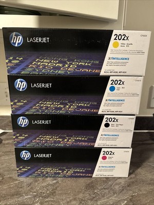 HP 202X Black Cyan Magenta Yellow 4 Pack High Yield Toner Cartridge Sealed OEM