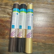 Cricut Premium Vinyl Shimmer Permanent Glitter 12x48 Black Brown Gold 3 Rolls