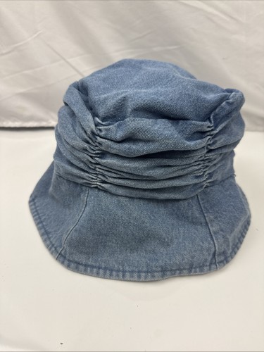 Sombrero cubo vintage de mezclilla acanalado talla mediana azul Jean - Imagen 1 de 7