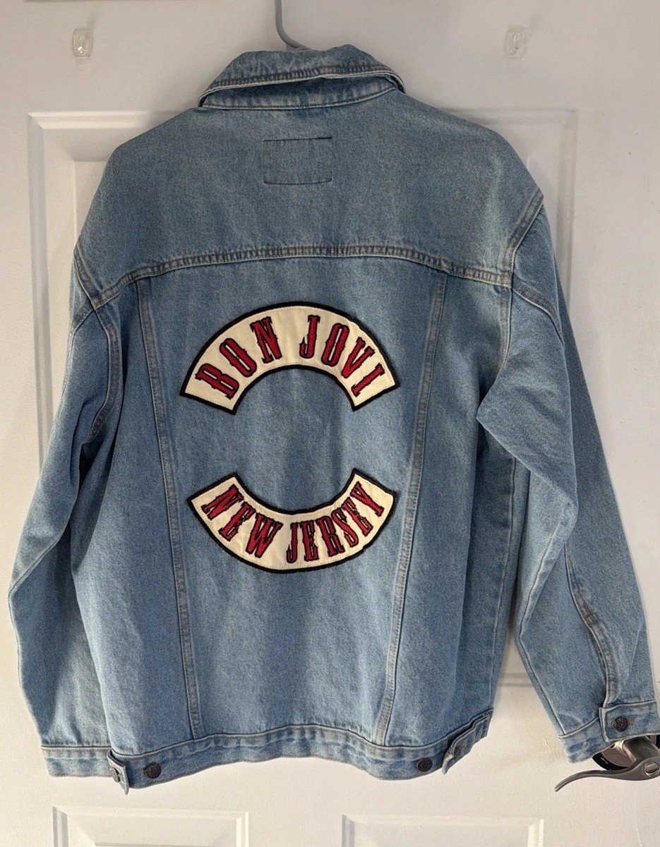 ジャケット・アウター Bon Jovi New Jersey Flight Jacket Vintage Bon Jovi New Jersey Jean Jacket With Custom Patches