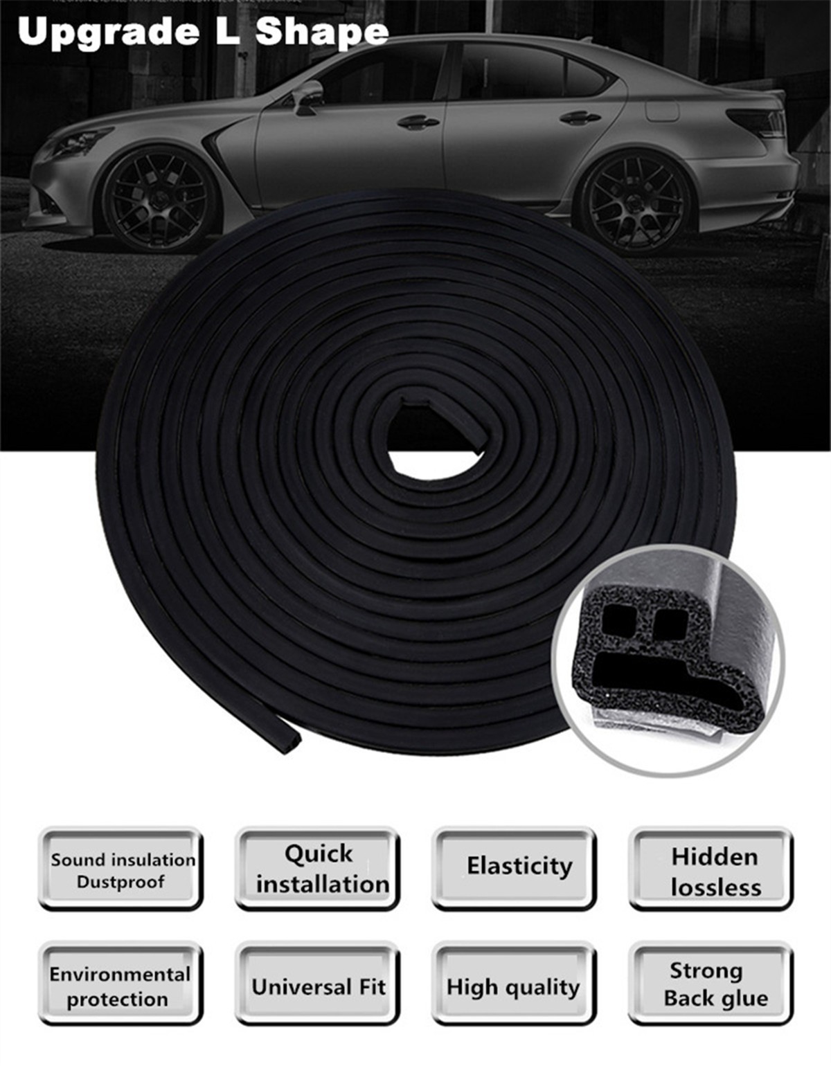5M/16FT Car Rubber Front Rear Door Hood Trunk Panel Seal Strip Sealed Moulding