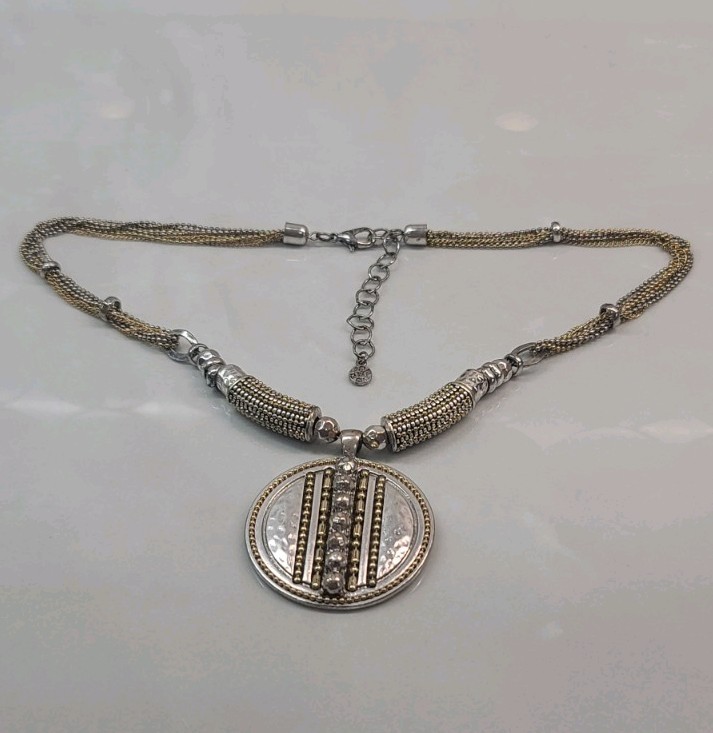 Ruby Rd Statement Necklace In Silver And Gold Ton… - image 1