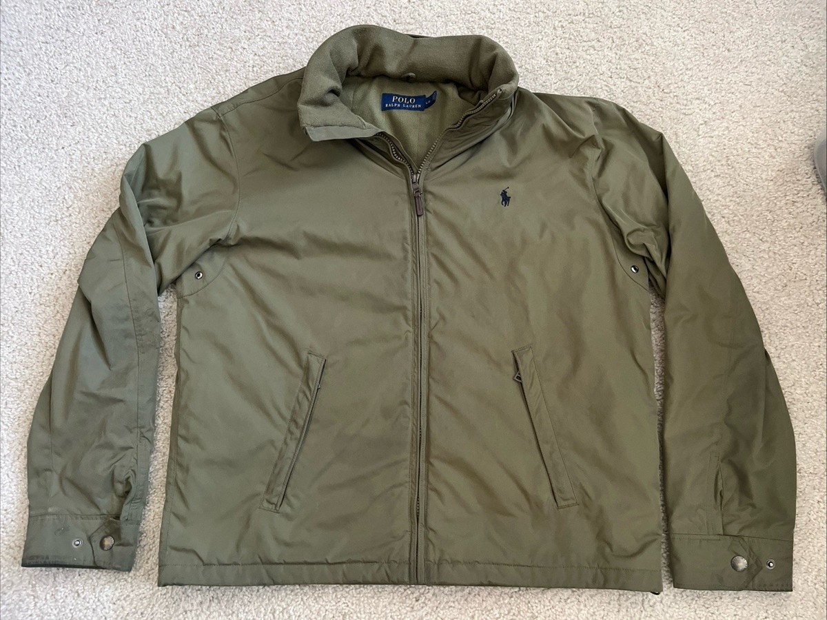 Polo Ralph Lauren Perry Jacket Full Zip Olive Green Fleece Large 