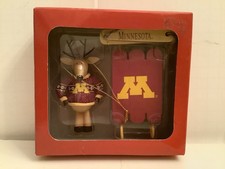 NCAA University of Minnesota Sweater Reindeer Ornament with Sleigh 2016