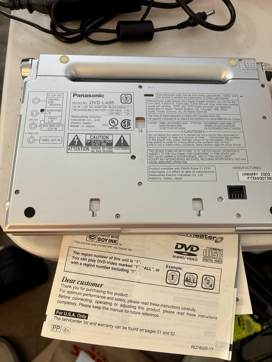 Panasonic Dvd-la95 DVD Player - 9 in Display for sale online