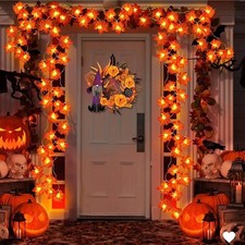 2/3/6M Halloween LED String Lights Artificial Maple Leaf Lantern Garland Home Pa