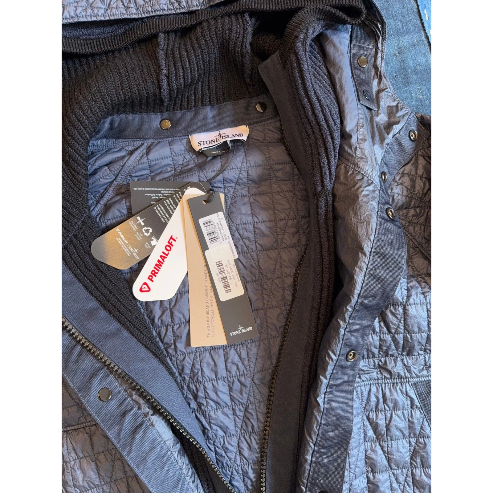 $1,550 Stone Island 4100023 Crinkle Reps NY Quilted-TC Jacket - Navy - L - product detail image 3
