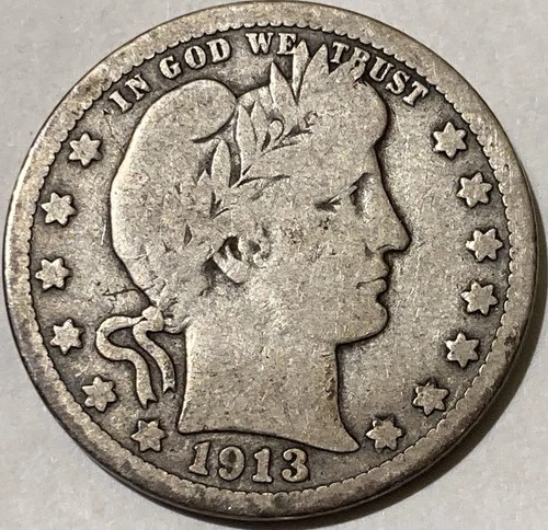 1913 Barber Quarter PROBLEM FREE VG!