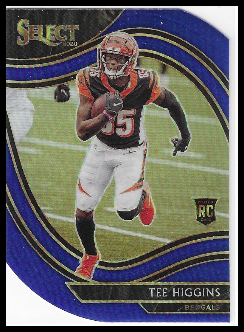 2020 Panini Select #360 Tee Higgins Blue Prizm Die Cut