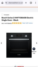 Bosch HHF113BA0B Single Electric Oven Black, Built-In, Under 60cm Series 2