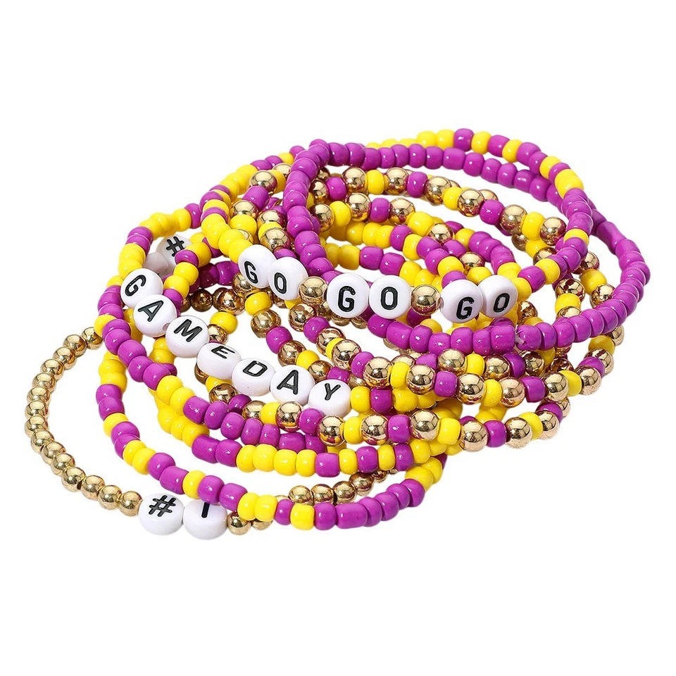 10 ШТ. GO GAMEDAY бисер эластичный браслет комплект многослойный команды дух ювелирных изделий - Изображение 2 из 2