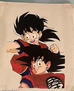 RARE Dragon Ball Z Animation Cel of Goku and Gohan Iconic Pose