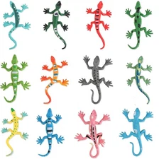 FINGOOO 24 Pcs Mini Lizard Figures, Plastic Assorted Small Gecko Fake Realistic 