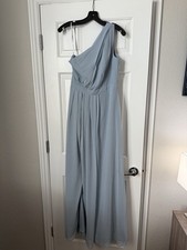 David  s Bridal Evening / Bridesmaid / Prom Dress One Shoulder Light Blue, Size 8