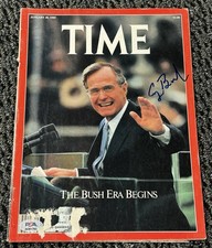 George HW Bush Signed Autograph 1989 Time Magazine PSA/DNA LOA