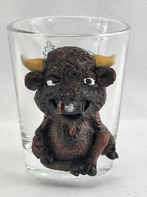 Plain Colorado Shot Glass till You See Back with Bison Sticking Out