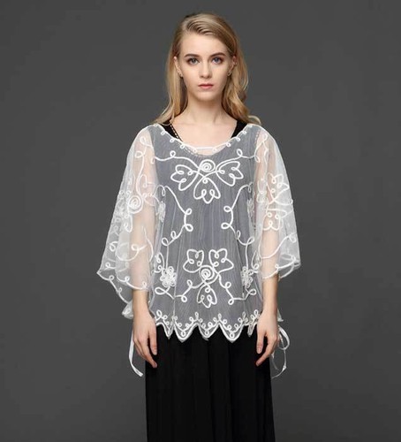 Transparente BOLERO ENCOGIMIENTO DE HOMBROS Capa Artesanal Dama Top Chaqueta 8-18 Abrigo Capa Boda Fiesta - Imagen 3 de 23
