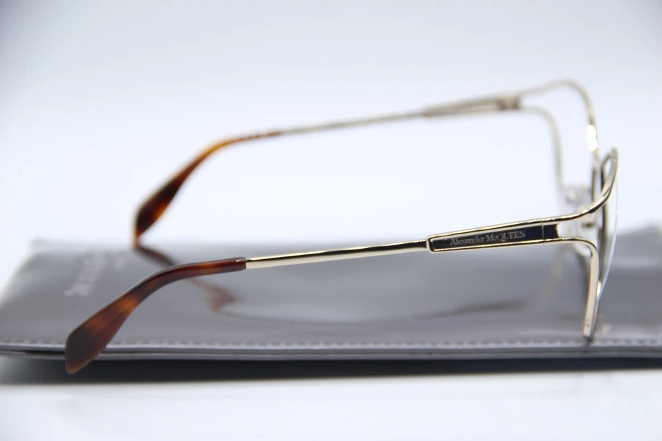 NEW ALEXANDER MCQUEEN AM0196O 002 GOLD HAVANA AUTHENTIC EYEGLASSES W/CASE 55-17 - Image 4 of 4