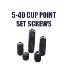 #5-40 CUP POINT SET SCREWS- BLACK STEEL- 20 PCS - 1/8, 3/16, 1/4, 3/8, OR 1/2"