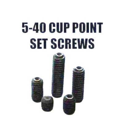 #5-40 CUP POINT SET SCREWS- BLACK STEEL- 20 PCS - 1/8, 3/16, 1/4, 3/8, OR 1/2''