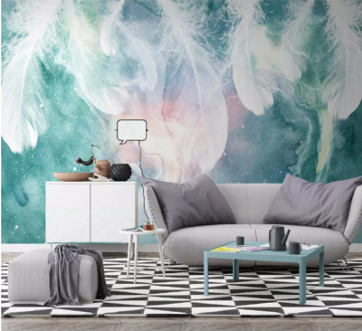 3D Green Feather Star K13813 Wallpaper Mural Self-adhesive Removable Sticker Kay