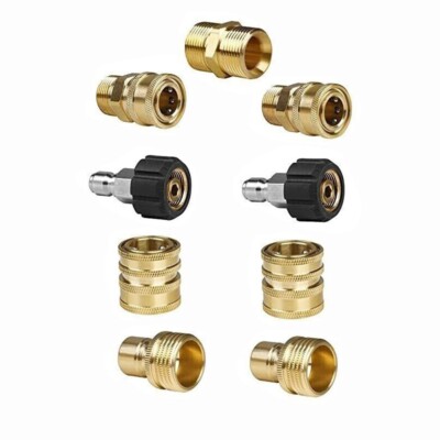 Qooltek Hogedrukreiniger Adapter Set, Quick Disconnect Slang Fittings, Messing Koppelingen van M22-14 Swivel naar 3/8 Quick Connect, 3/4 mannelijk naar 1/2 Quick Release, 8 STKS