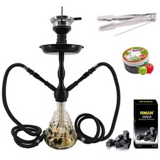 RMAN Wasserpfeife Shisha Set 55cm Shisha 2 Schläuche mit Kokokohle Dampfsteine