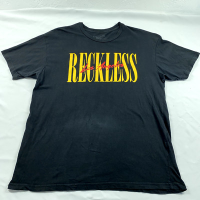 Young & Reckless Shirt Mens Large Black Spellout Short Sleeve Crew Neck Hobo