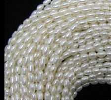 Genuine Natural 6-7mm Freshwater White Baroque Rice Pearl Loose Beads 15''