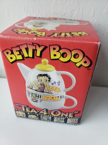 Vintage 1998 BETTY BOOP "TEA-4-ONE" TEA POT AND CUP SET - Open box - Picture 1 of 12