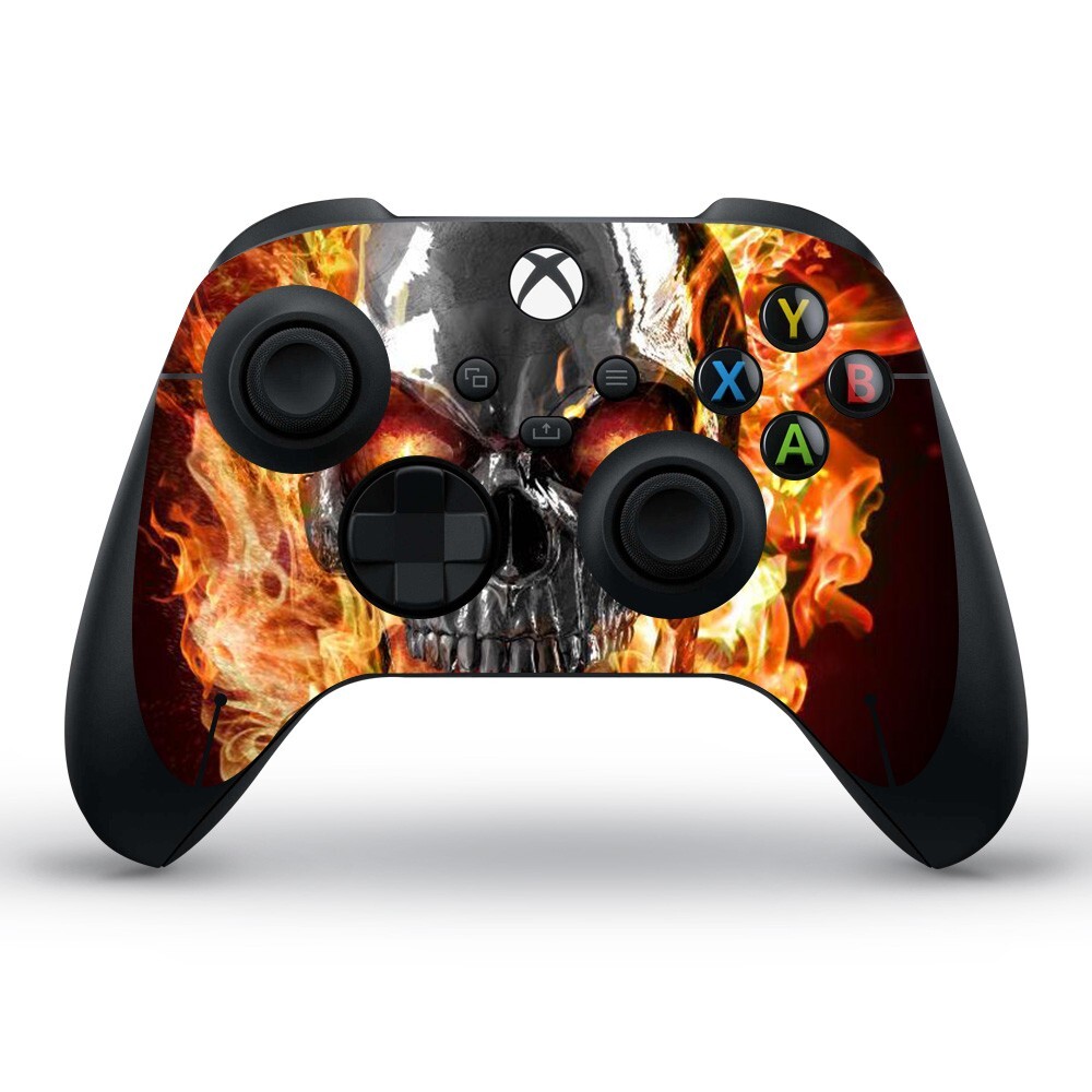 Xbox series X S Controller Skin Sticker Decal Vinyl Wrap Fire Metal Skull-image