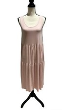 Eileen Fisher Powder Pink Sleeveless Tiered Midi Dress Size Small 198