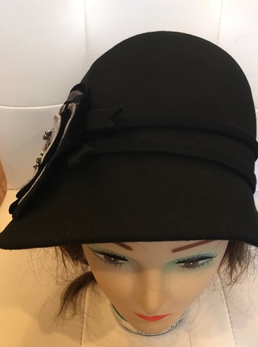 Cynthia Rowley Black Wool Bucket Hat 