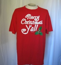 Vintage 1991 Painted Lady T-Shirt XL Merry Christmas Ya'll Red Tee Made in USA