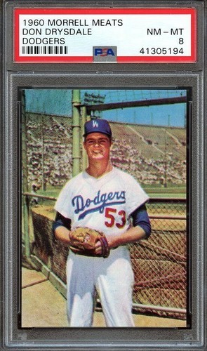 Don Drysdale card from 1960 Morrell Meats Dodgers