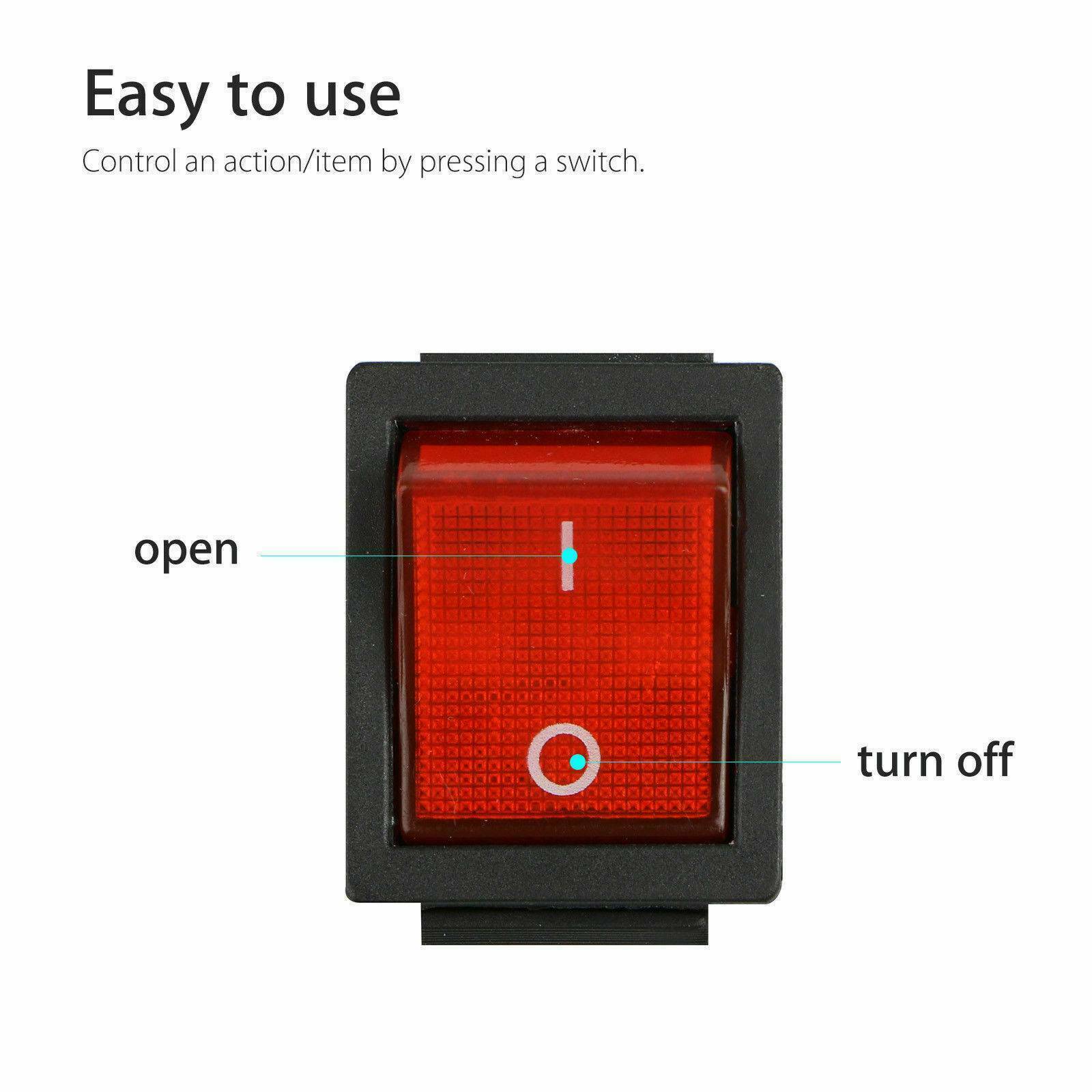 2X Red On/OFF 4 Pin Toggle Led Rocker Switch DPST Snap-In AC 16A/250V ...
