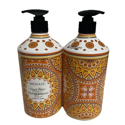 Mosaic Liquid Hand Soap Ideal Bathroom Kitchen  ORANGE BLOSSOM 2x24.6 Fl Oz each